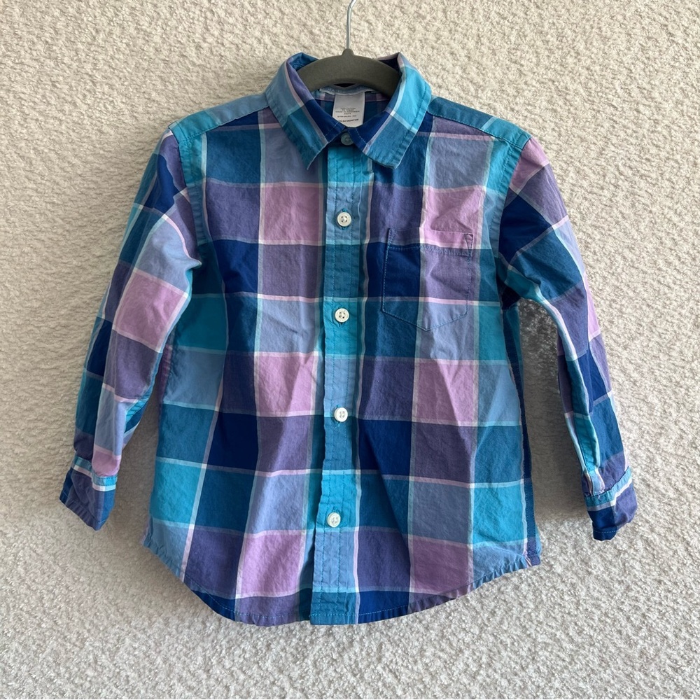 Janie And Jack Toddler‎ Vintage Button Down Dress Plaid Shirt Size 18-24 Months